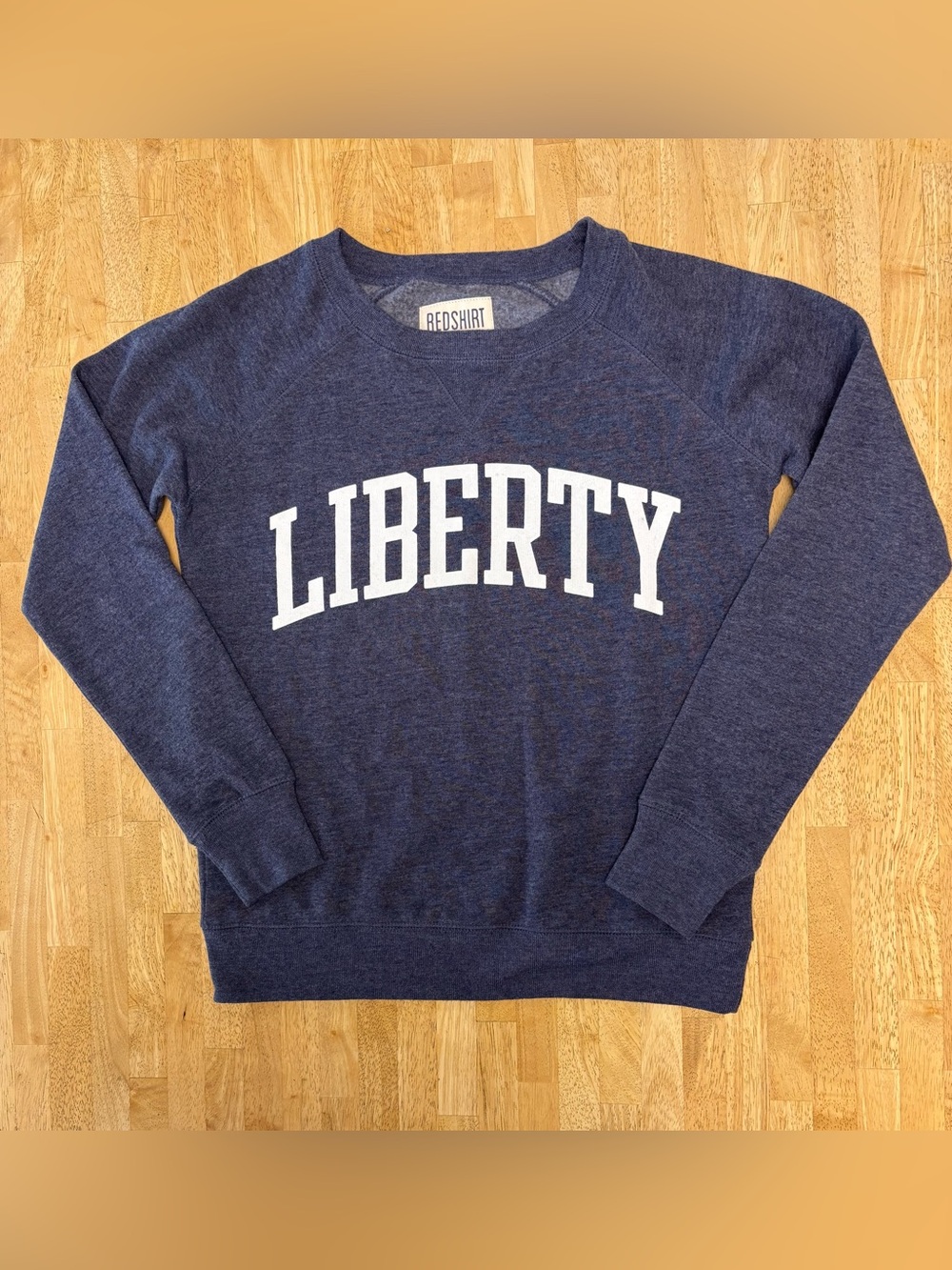 Redshirt Liberty University Crewneck Sweatshirt Navy Blue Vintage Spell Out S